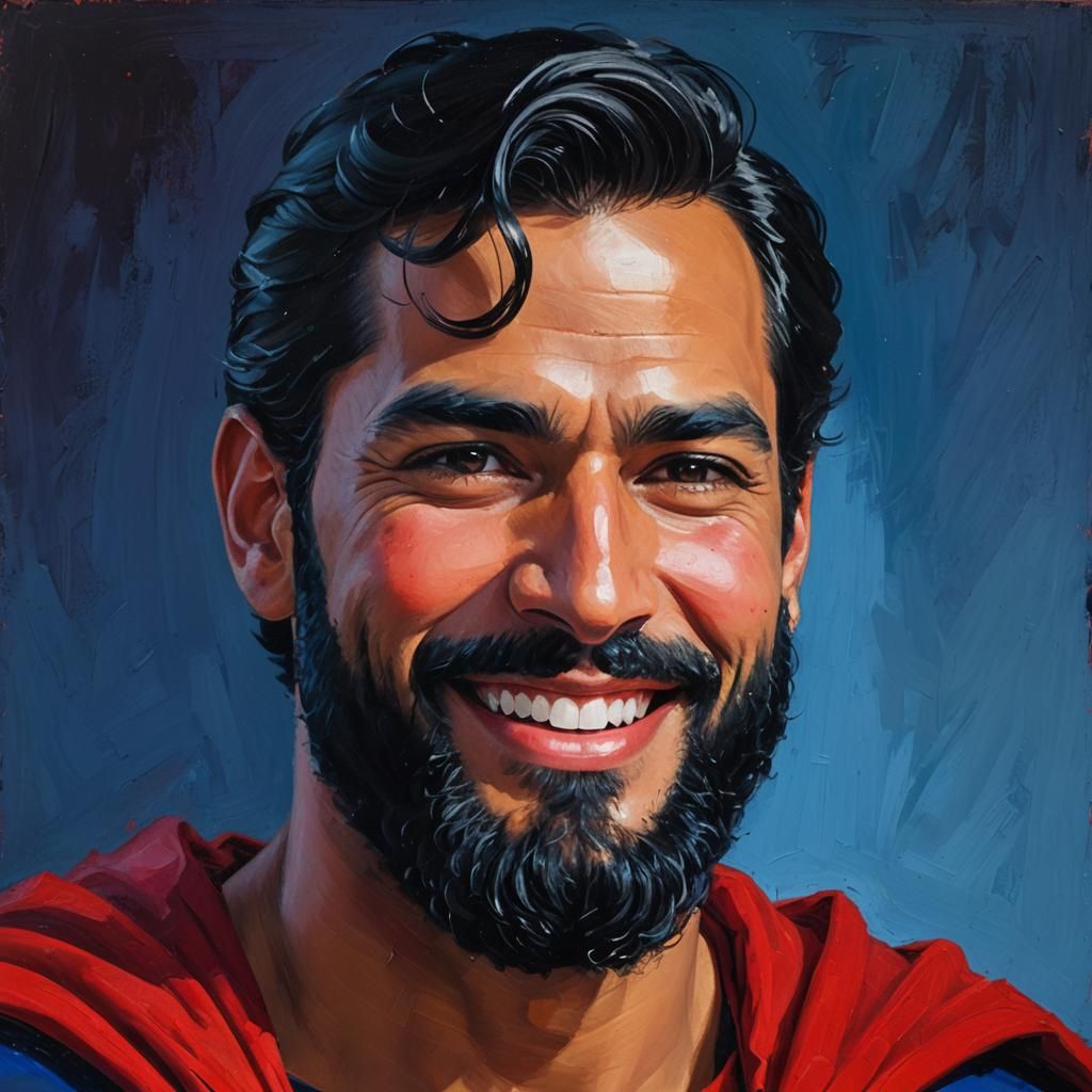 Bearded Superman Portrait in Expressionist Style