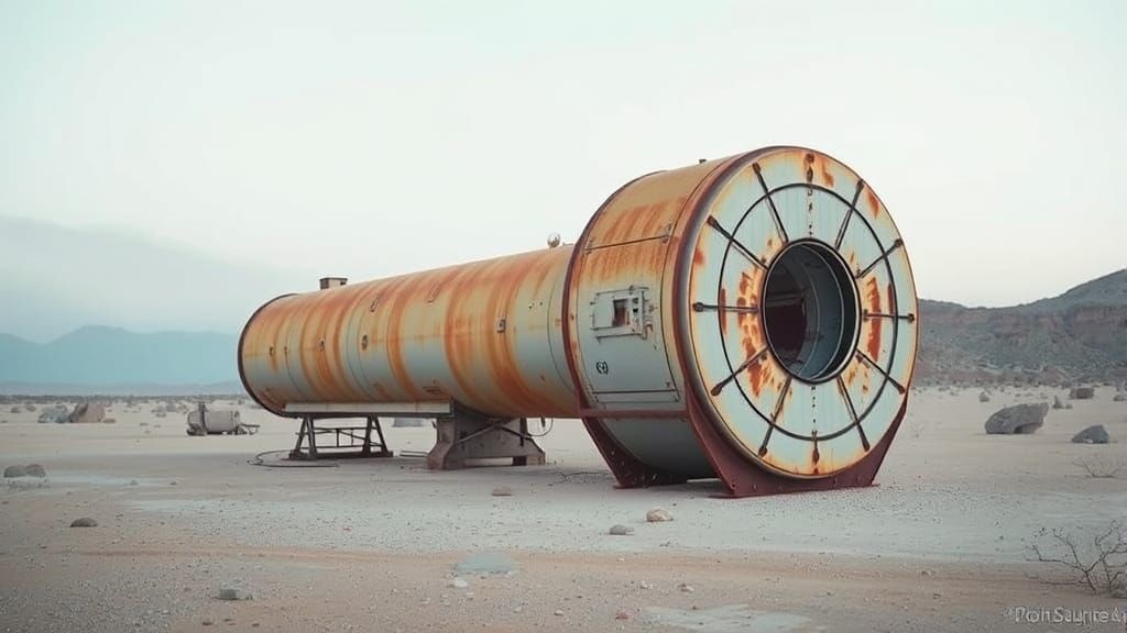 Abandoned Radiotherapy Linear Accelerator in Desert Decay