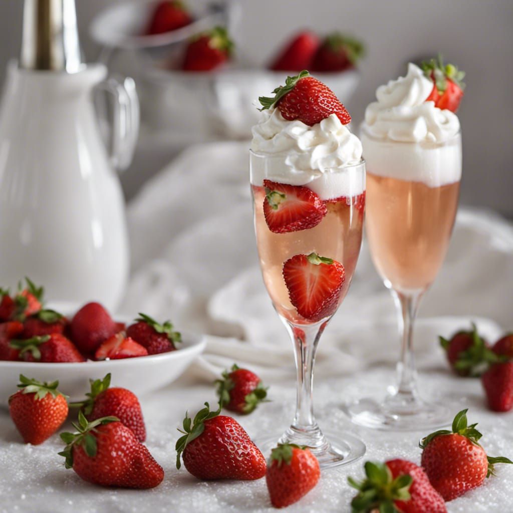 Strawberries in Champagne with Whipped Cream