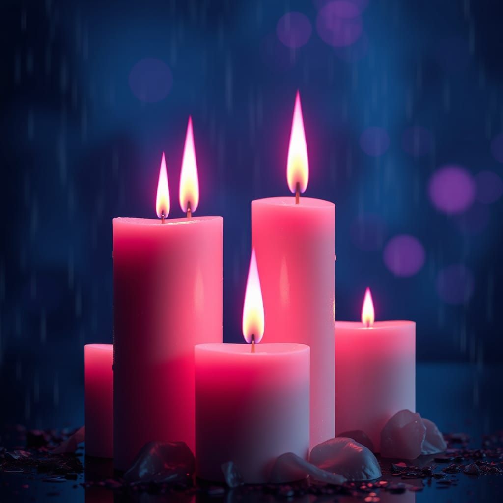 Burning Pink Flames: Photorealistic Oil Painting