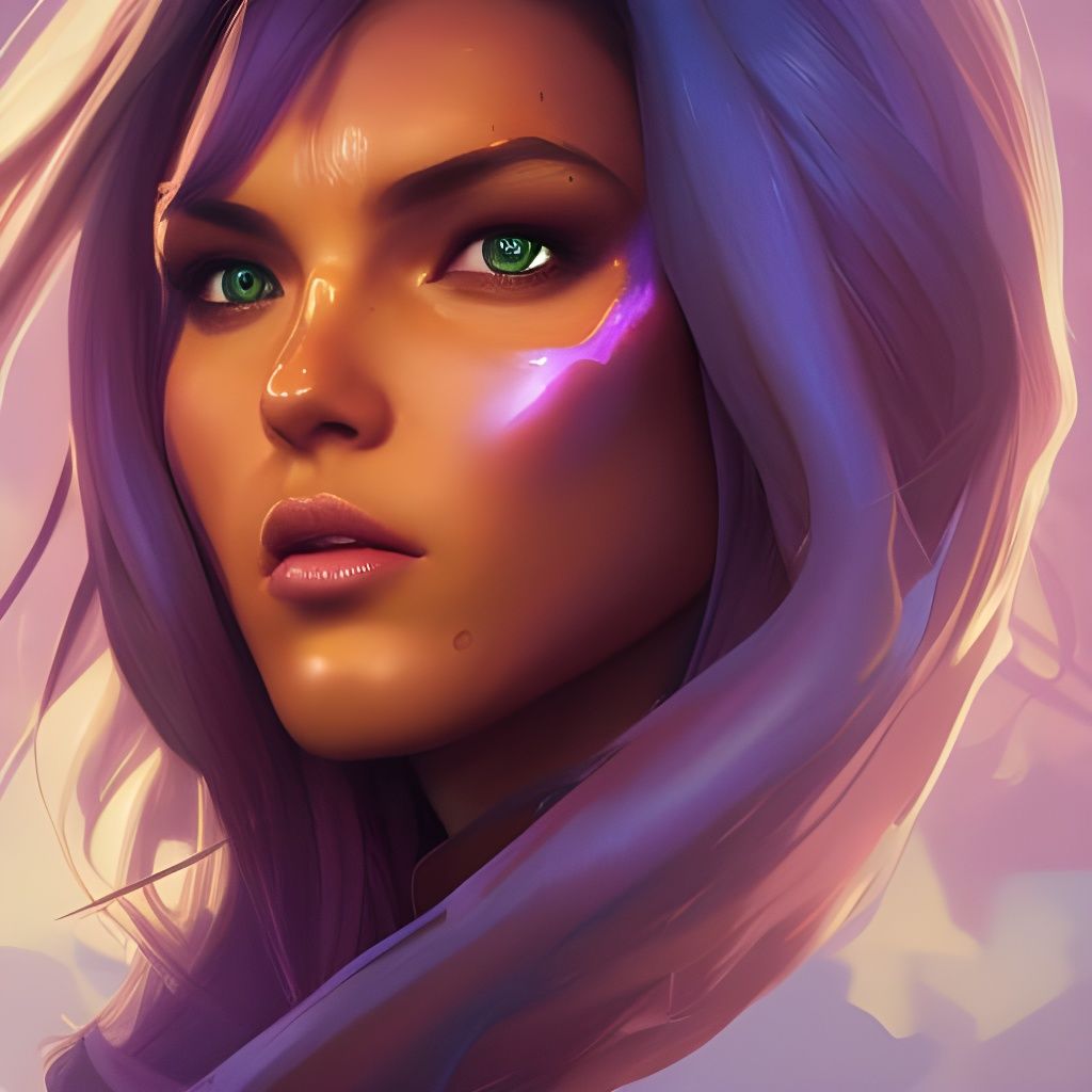 Hyperdetailed Portrait of Starfire in Art Nouveau Style