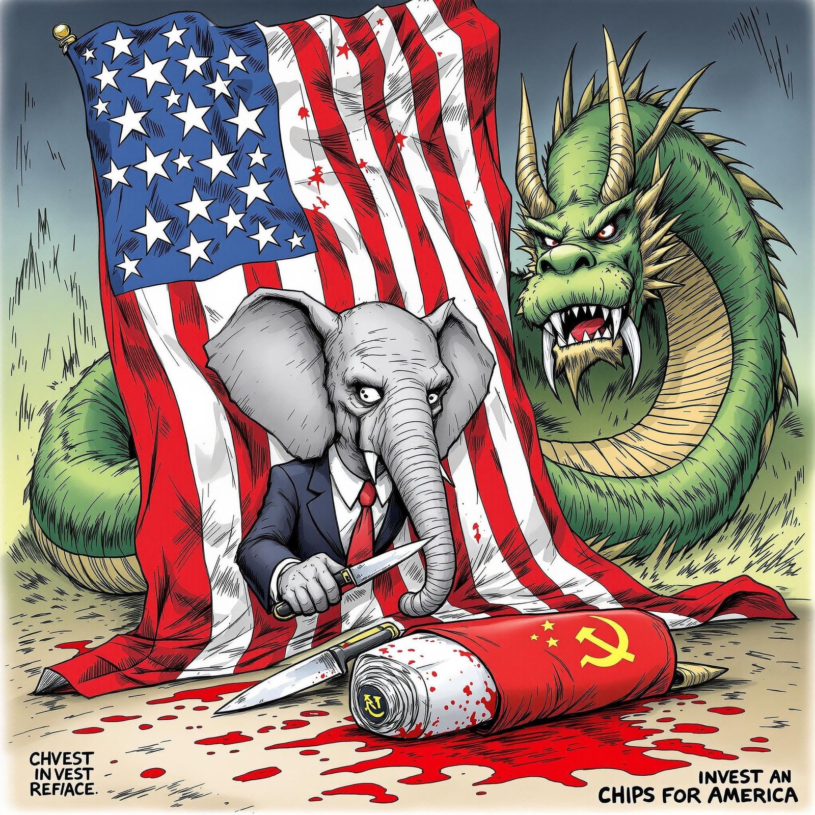Republican Elephant Cowers Behind Chinese Dragon, Sabotaging...