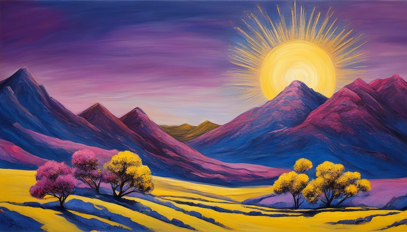 Surreal Abstract Landscape of Crete with Flickering Light