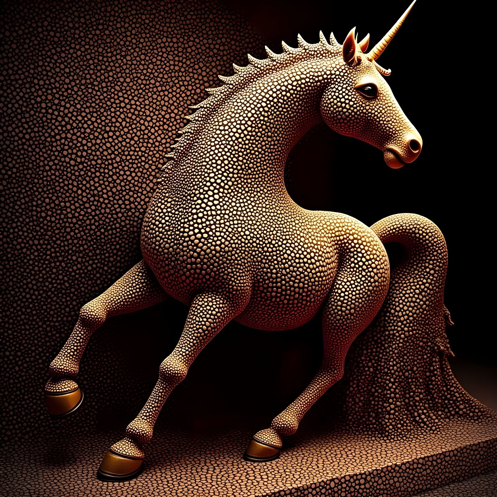 Mystical Unicorn of Masonry in Stippling Pattern