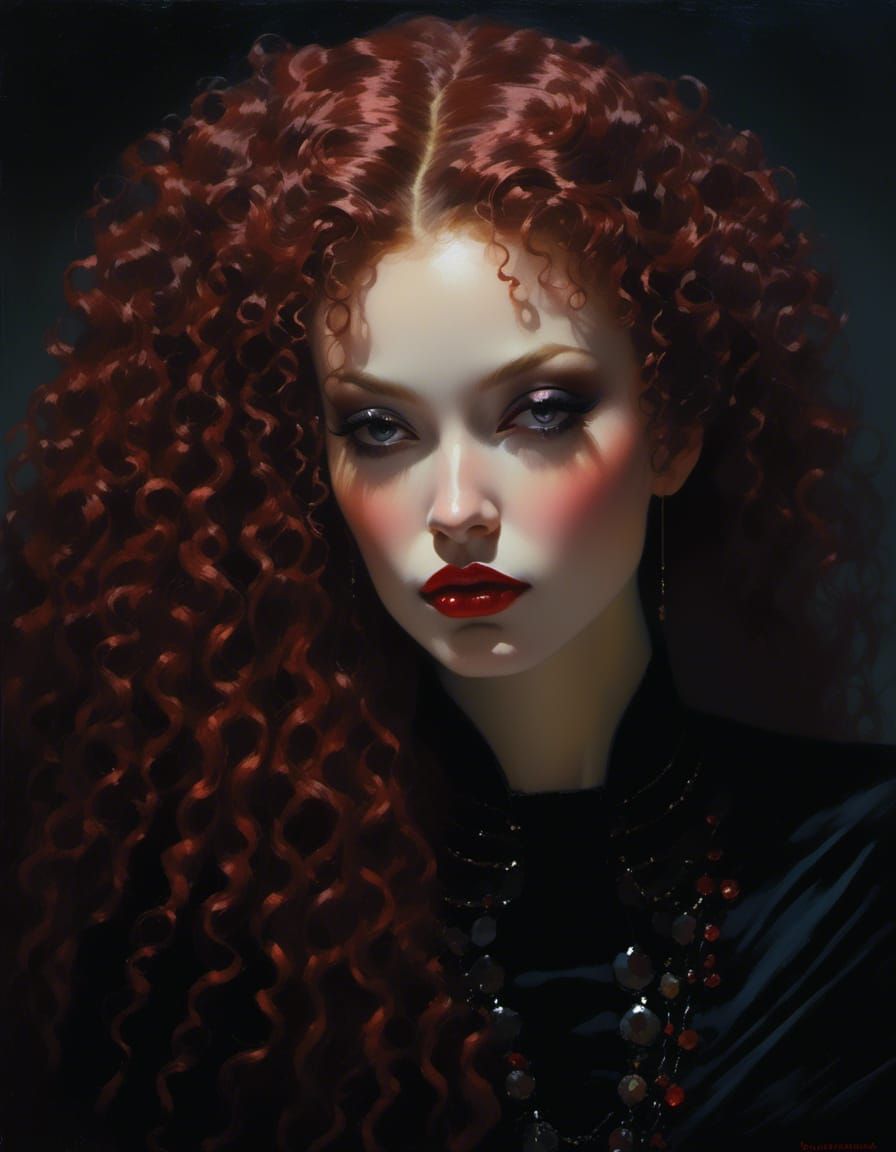 Vampiress in Black Science Fiction Avant-Garde Gown