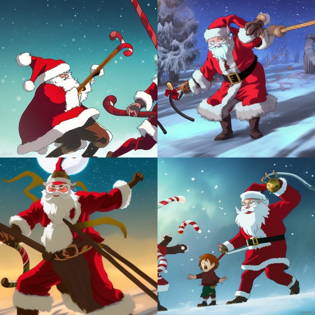 Santa Claus vs Krampus: Anime Battle on Gumdrop Hill