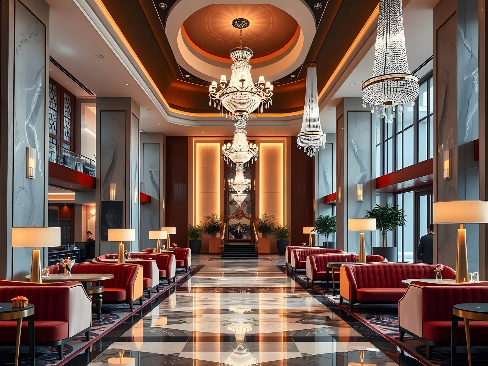 Elegant Luxury Hotel Lobby Interior
