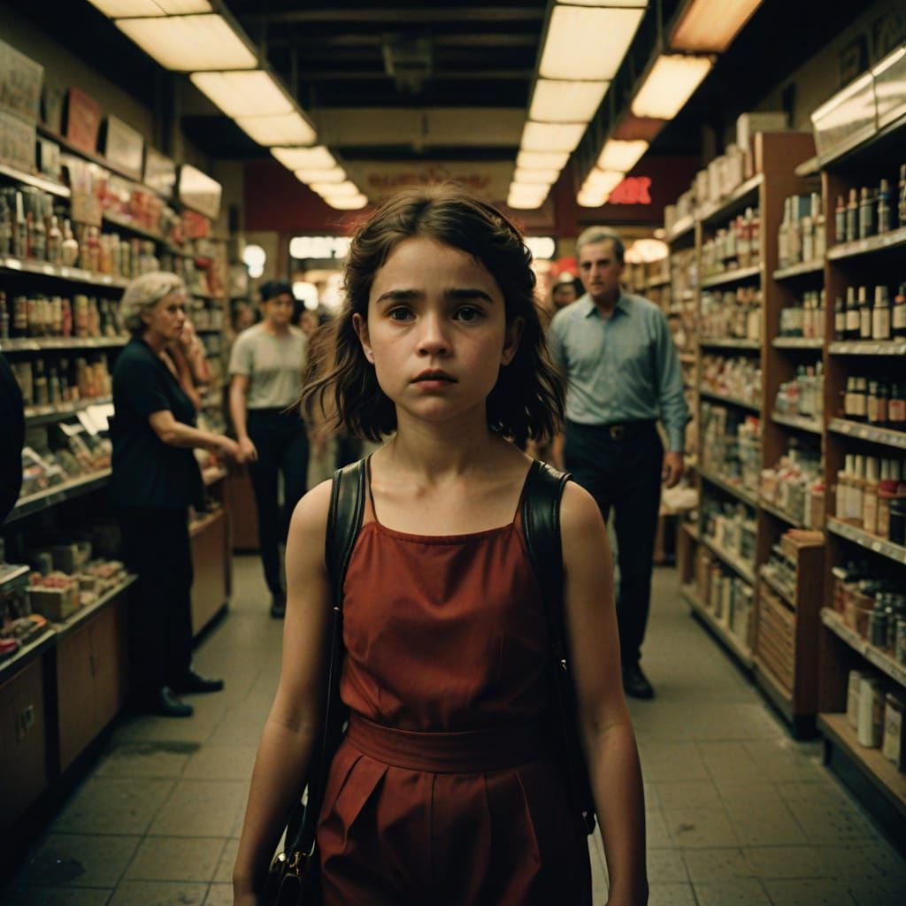 Girl's Carefree Moment in a Public Store