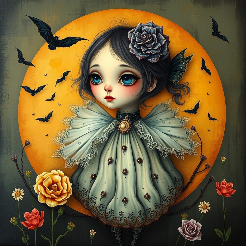 Gothic Girl in Ethereal Landscape