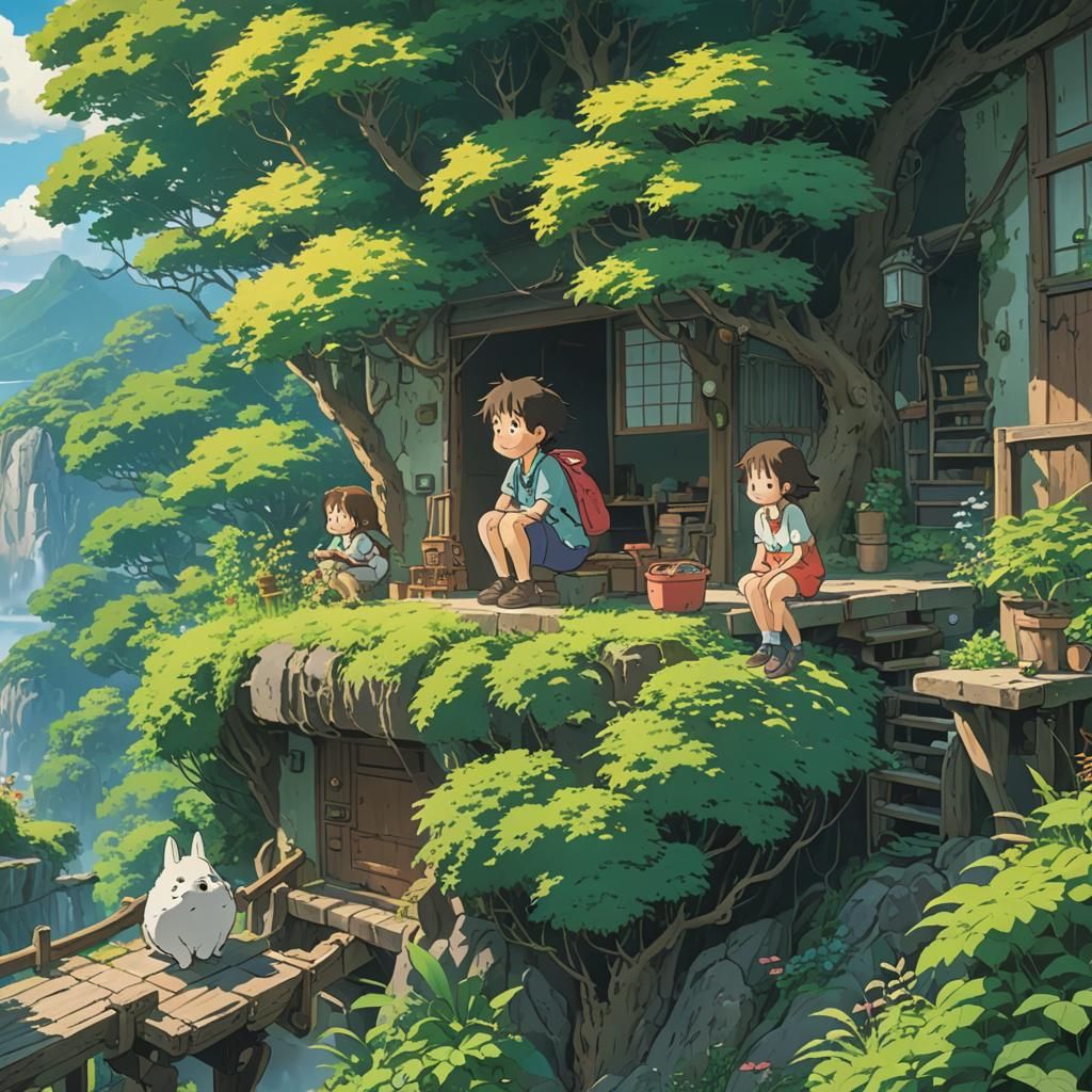 Cute Anime Character in Ghibli Style