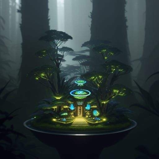 Futuristic Cityscape in a Teacup, Epic Digital Matte Paintin...