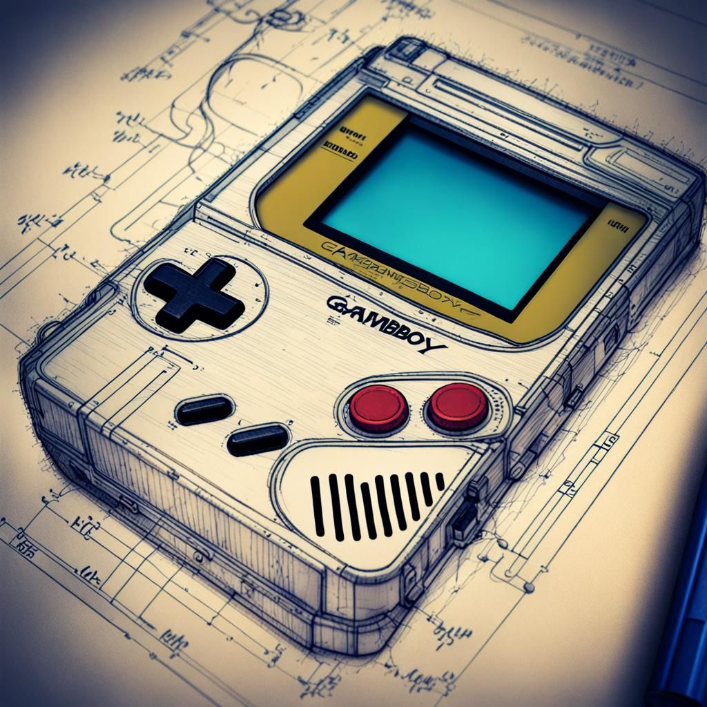 Gameboy Blueprint Diagram in Cinematic Style