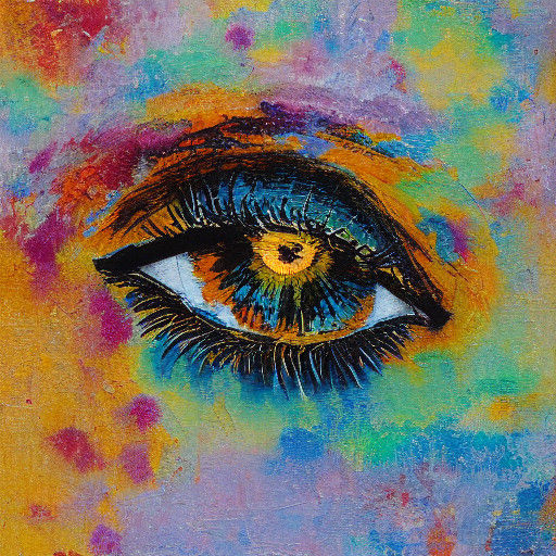 Woman's Face in Moonlit Abstract Oil Painting