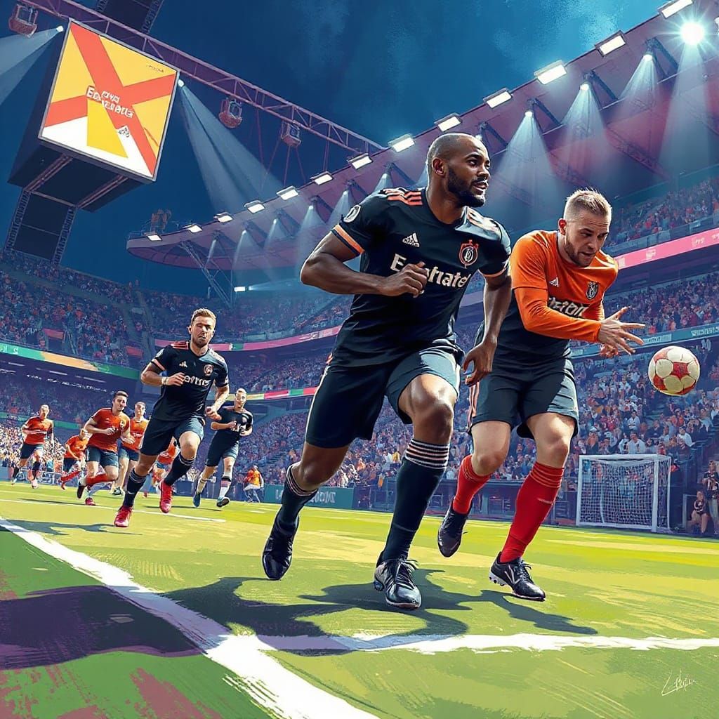 Vibrant Sports Stadium Scene in Futuristic Concept Art Style