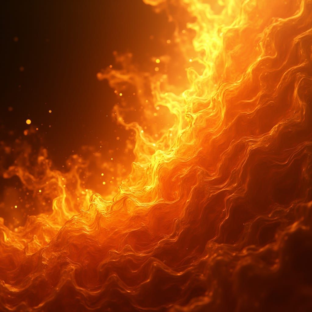 Vibrant Orange Gold Neon Flames with Metallic Texture