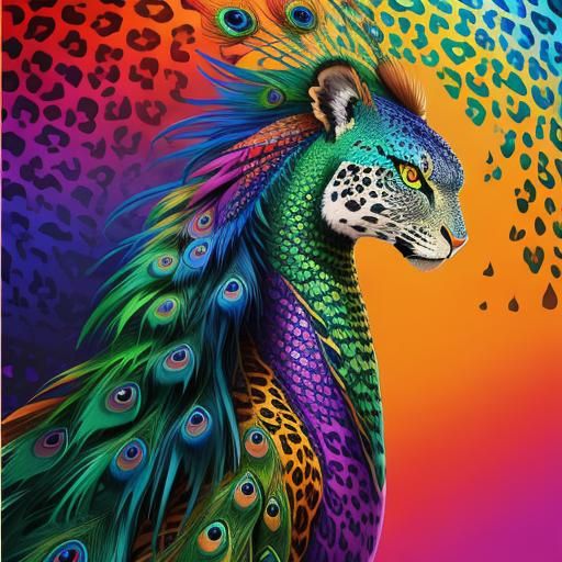 Colorful Dragon Scale Woman in Abstract Art