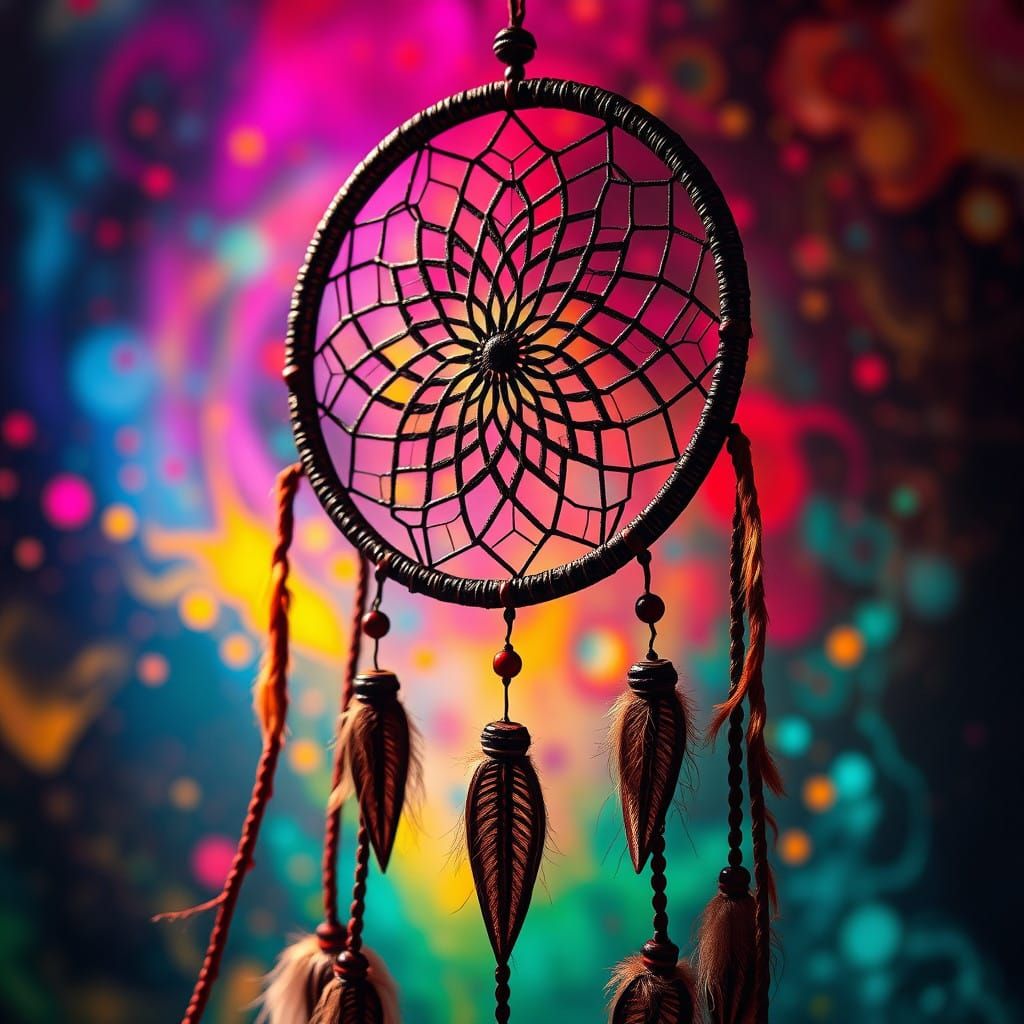 Surreal Dreamcatcher in Vibrant Hyperrealistic Style