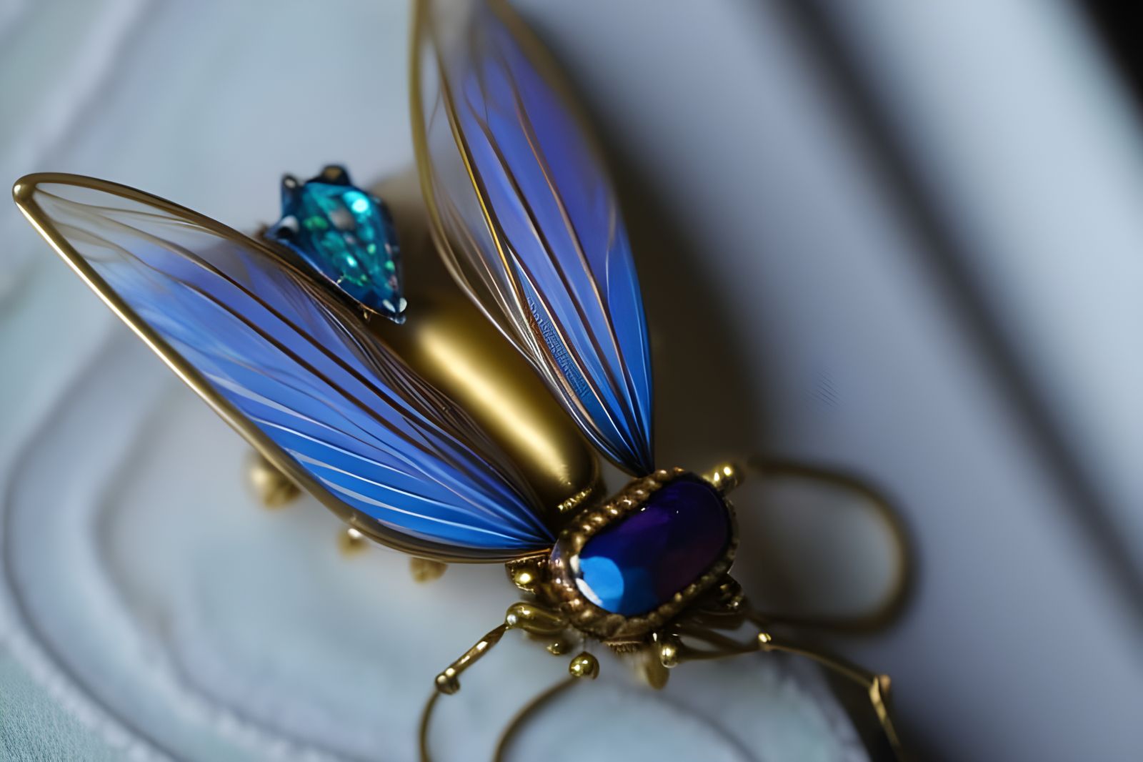 Brass Fly on Embroidered Pillow, Comic Art Style