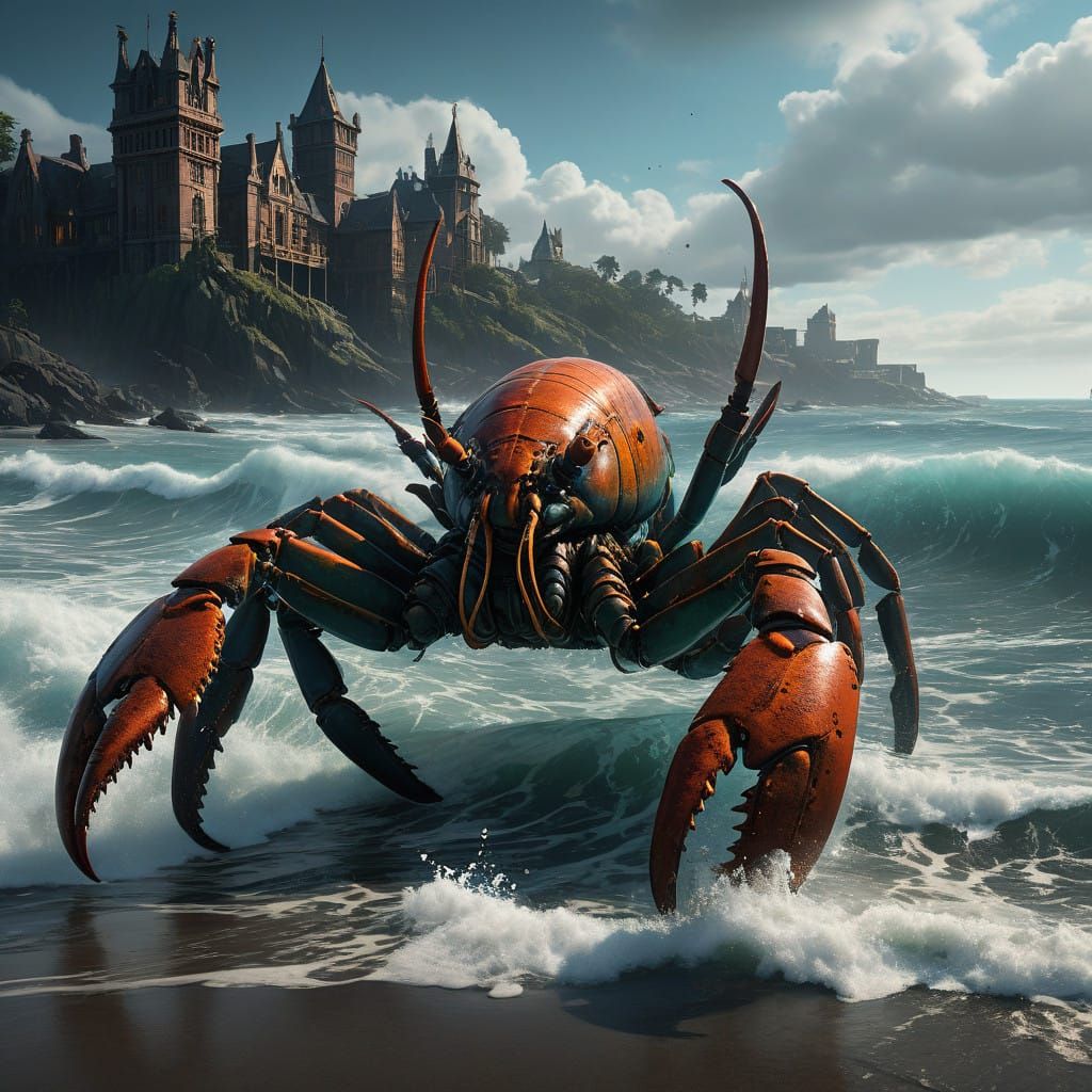 Colossal Bioluminescent Lobster Rises from the Ocean in a Ka...