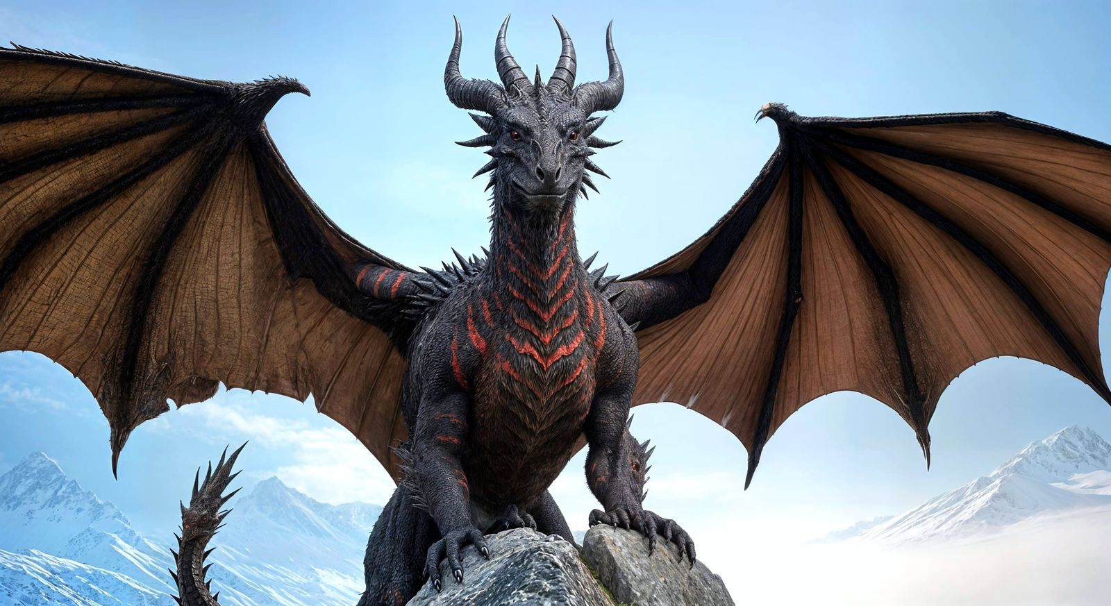 Majestic Dragon Warning on Mountain Peak