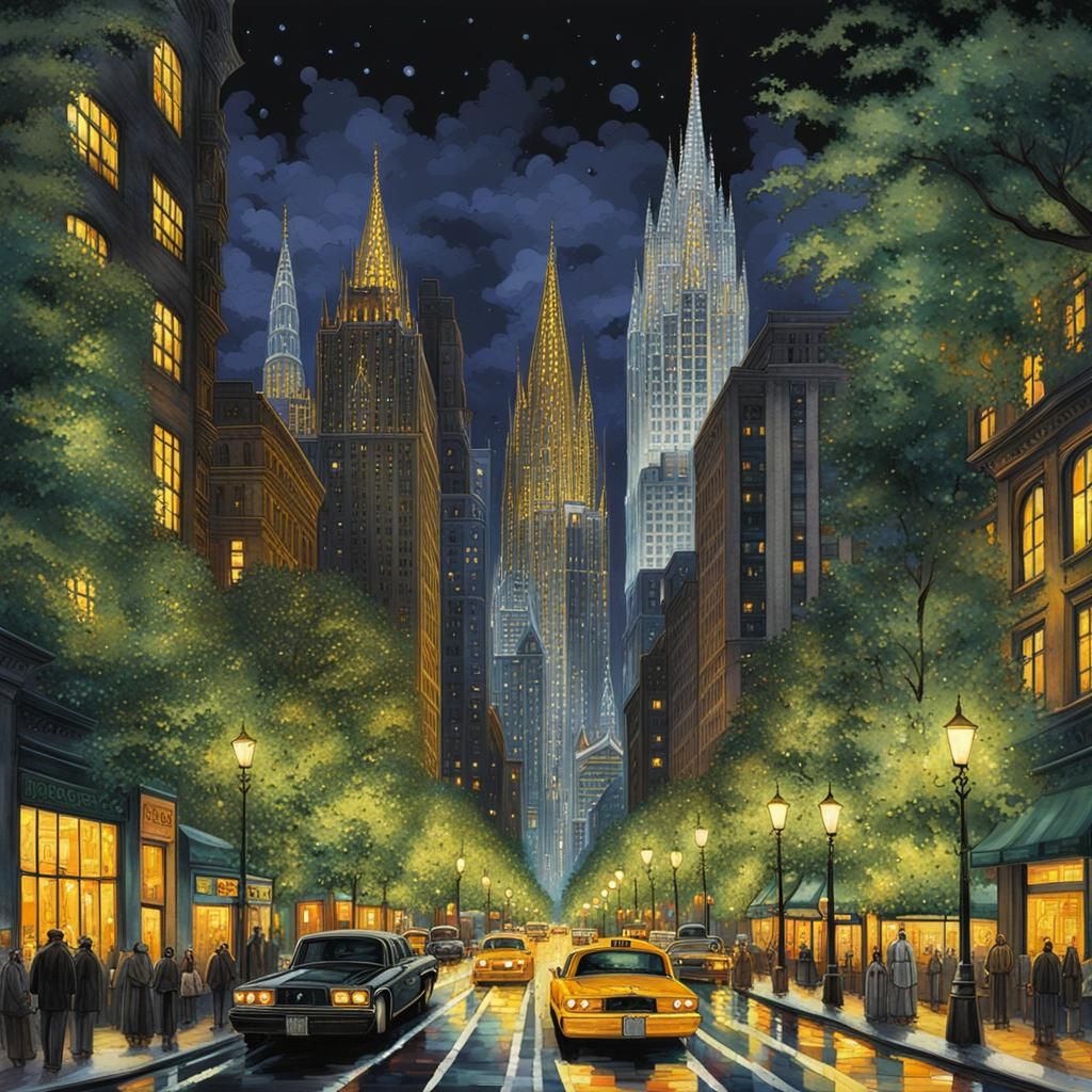 A gothic postcard got in mail featuring a vibrant gothic cityscape at dusk, .