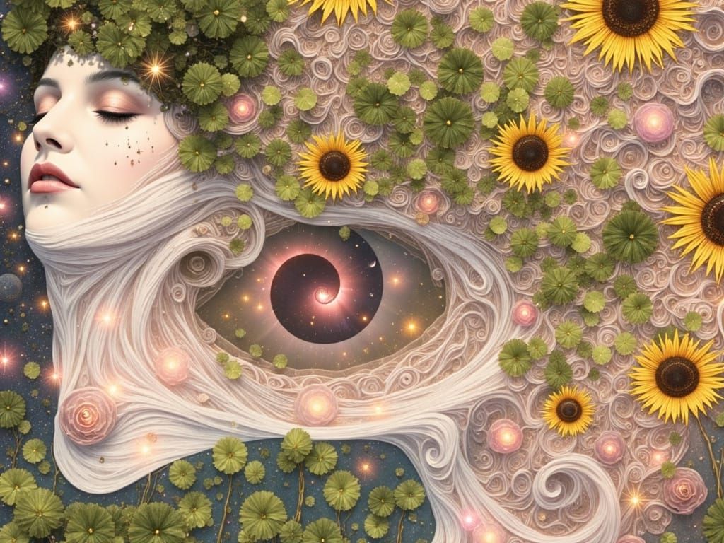 Surreal Woman in Mystical Realm Digital Painting