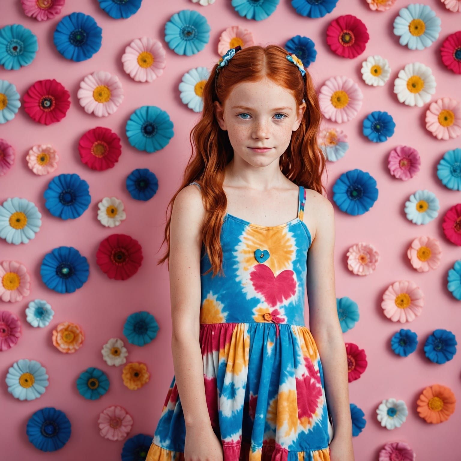 Portrait of Girl with Red Hair in Studio Lighting