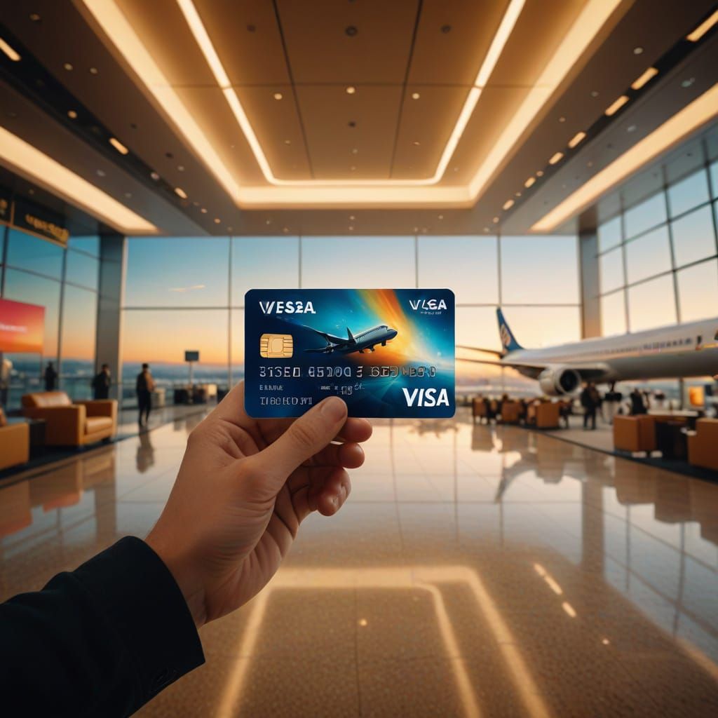 Platinum Card at Airport in Oil Painting Style