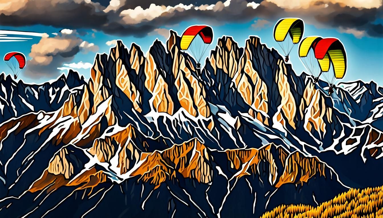 Paraglider Over Autumnal Dolomites in Hyperrealistic Style