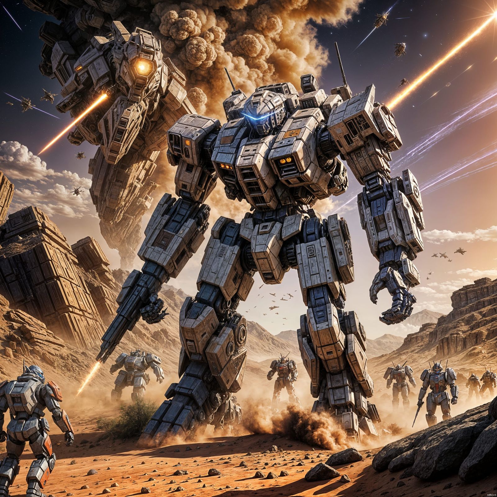 Epic Mars Battle: Gundam-Like Mech vs Godzilla