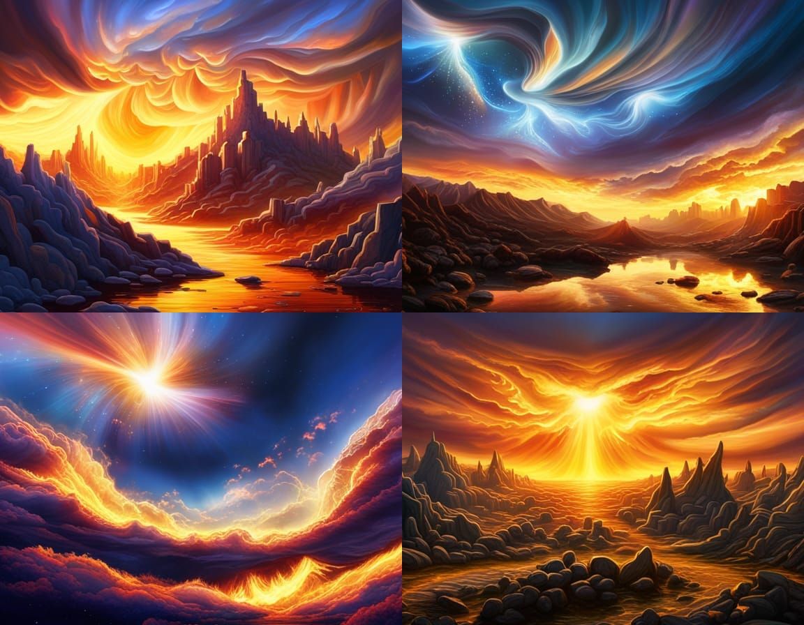 Tornadic Sunrays Nebula in Detailed Matte Painting