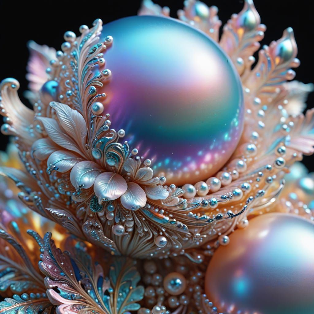 Iridescent Pearl Sculpture in Digital Art