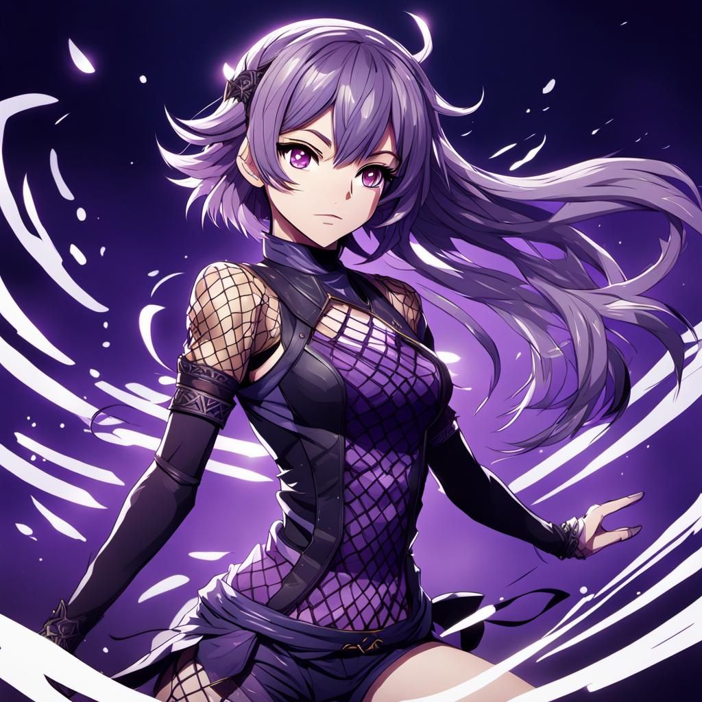 Anime Girl Kuki Shinobu in Vector Graphics Style