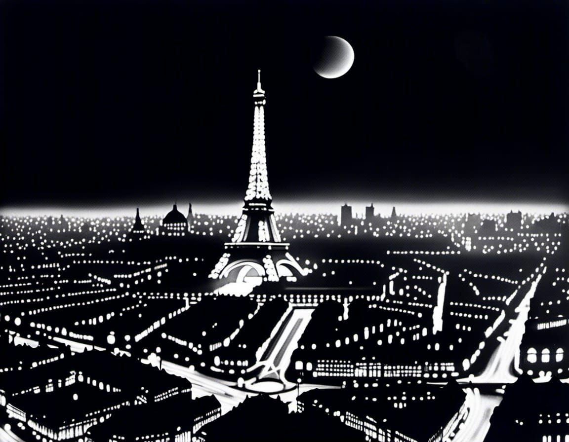 Eiffel Tower Noir: 1900s Style Photograph