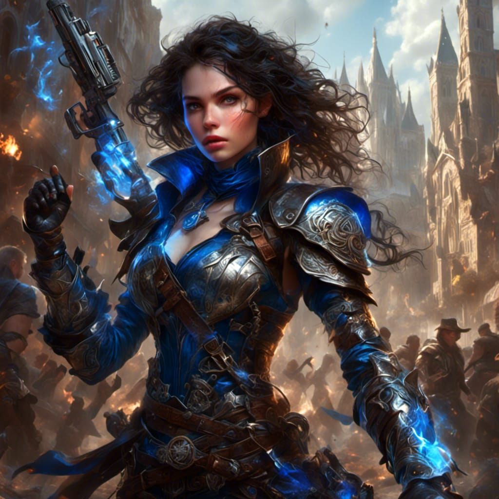 Fantasy Anime Heroine in a Destroyed City