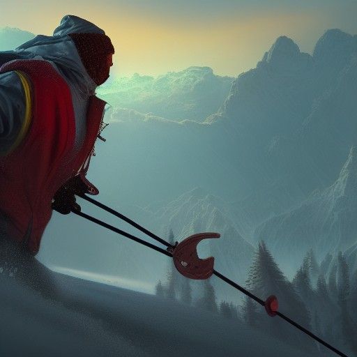 Detailed Matte Painting of a Skier in Action