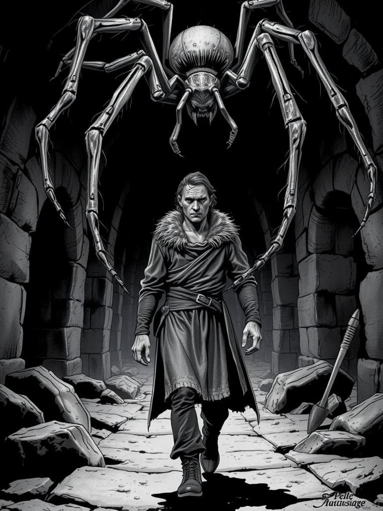 Distraught Man in Dungeon: Comic Book Style Sketch