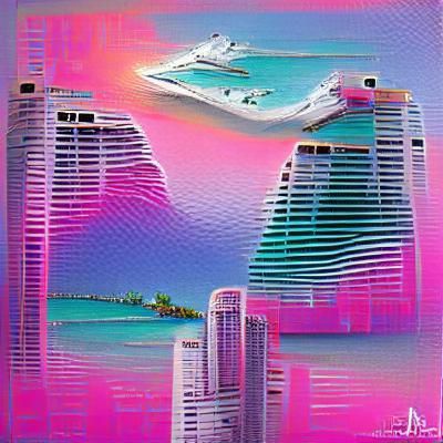 Miami Vice: Neon Dreams in a Digital Art Style