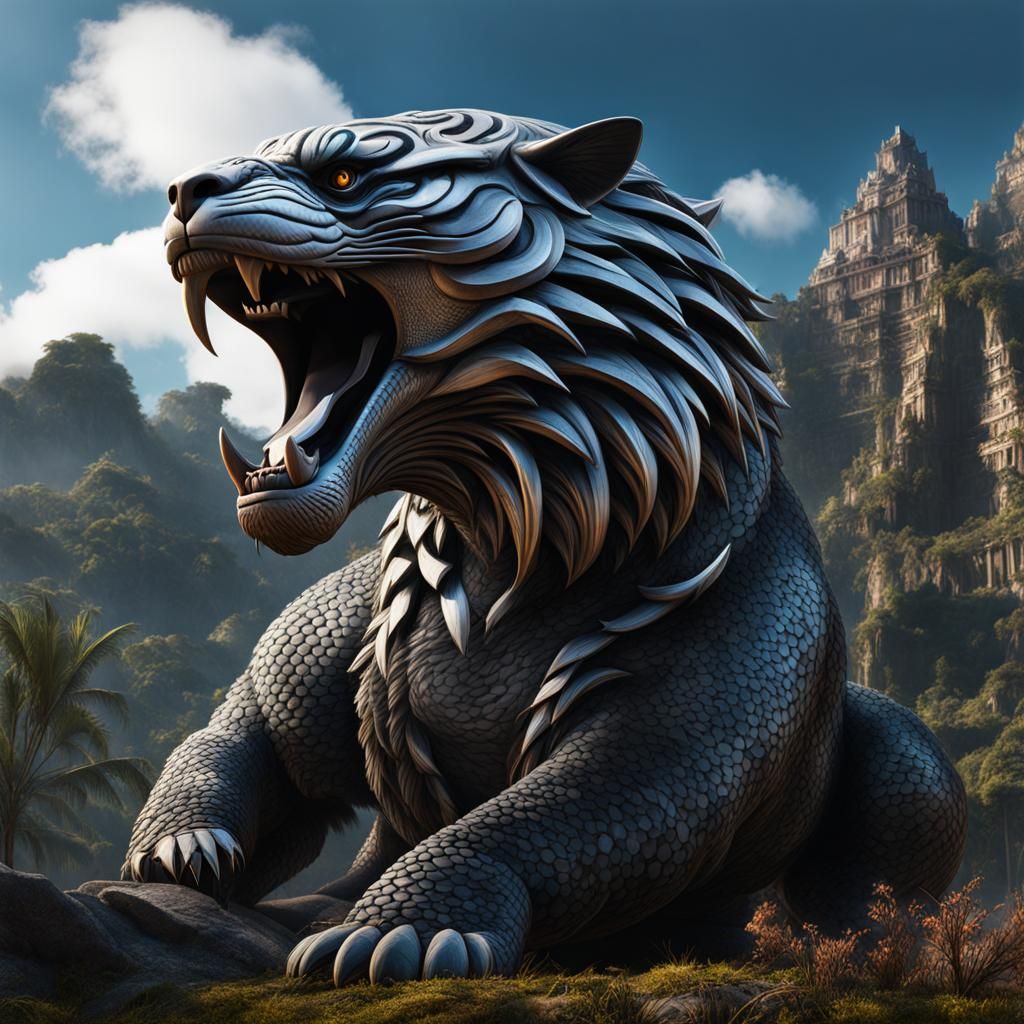 Incan Art: Ayahuasca Vision with Jaguar and Eagle