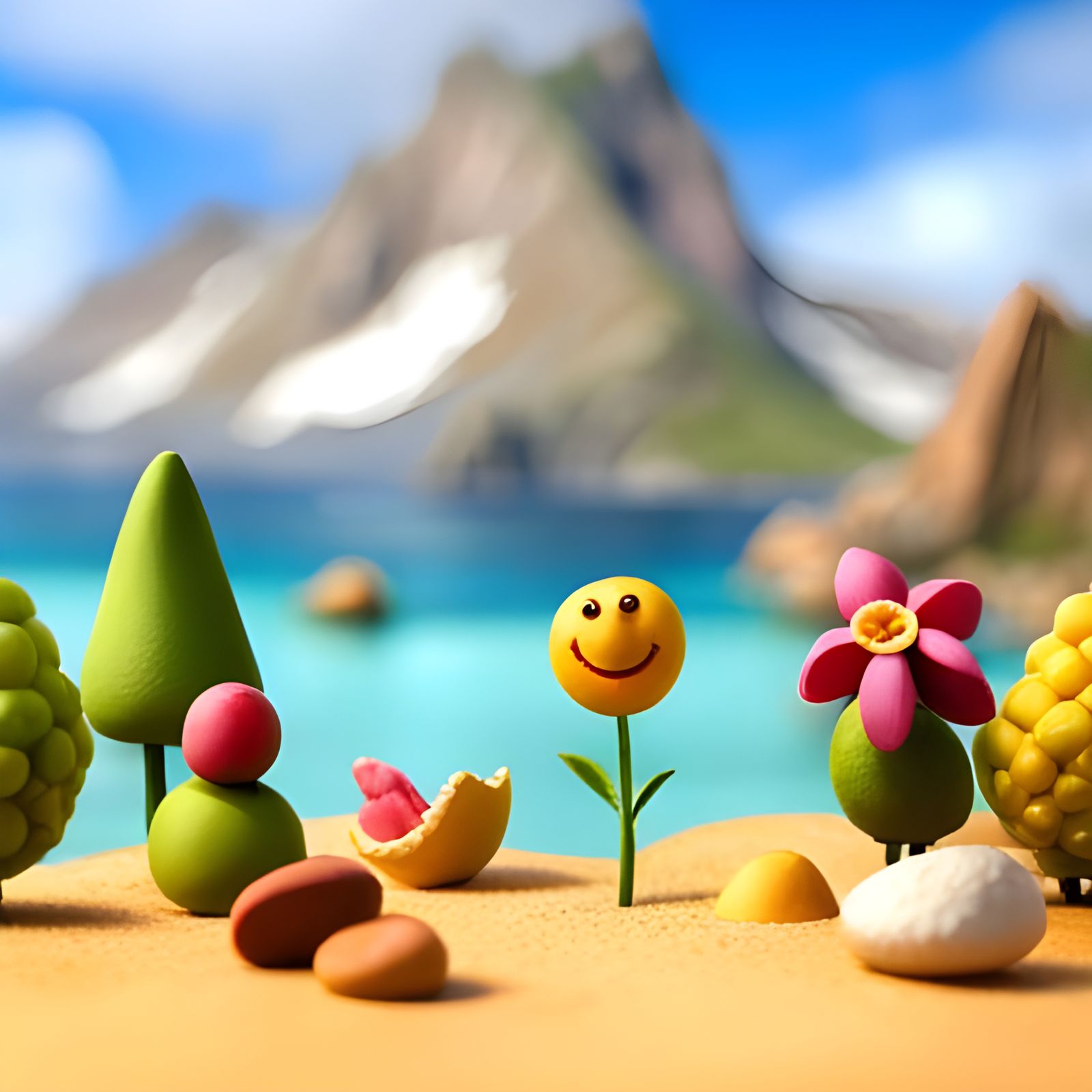 Adorable Claymation Scene on a Sunny Day