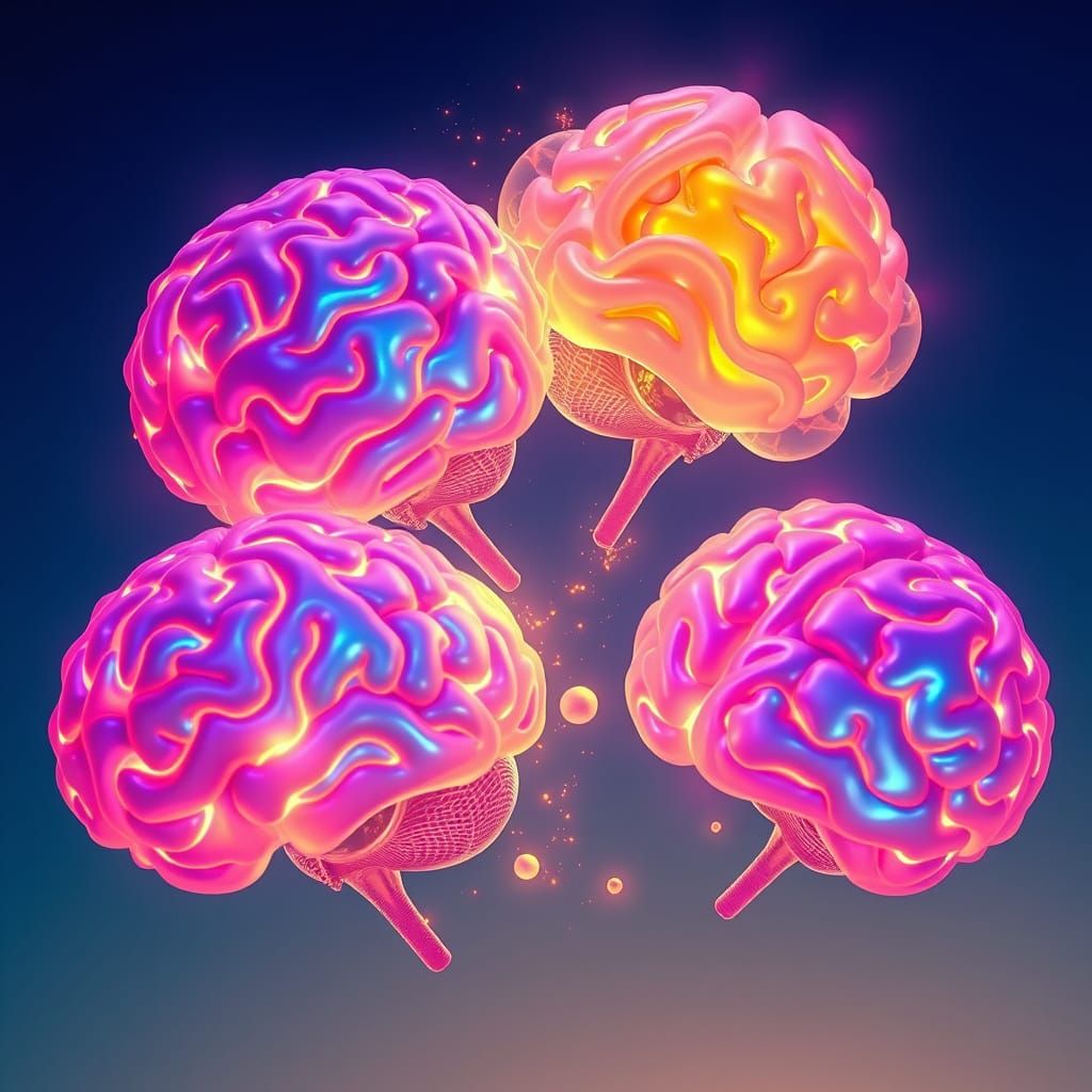 Celestial Brainscapes in Vibrant, Luminescent Detail