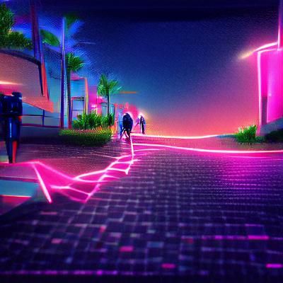 Synthwave Neon Retro Cityscape