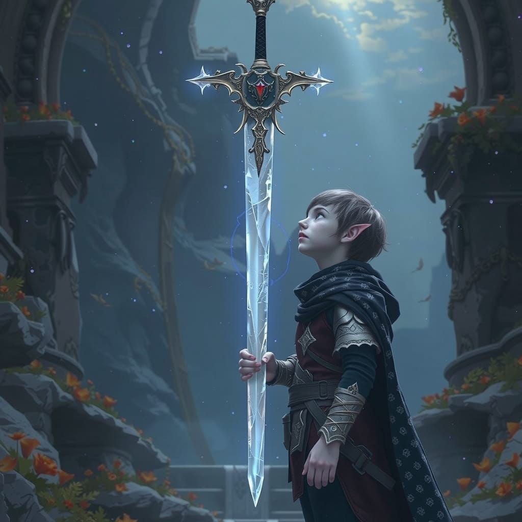 Crystal Holy Sword Descends to Heroic Half-Elf Warrior