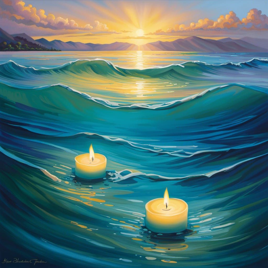 Floating Candles on Tranquil Hawaiian Waters