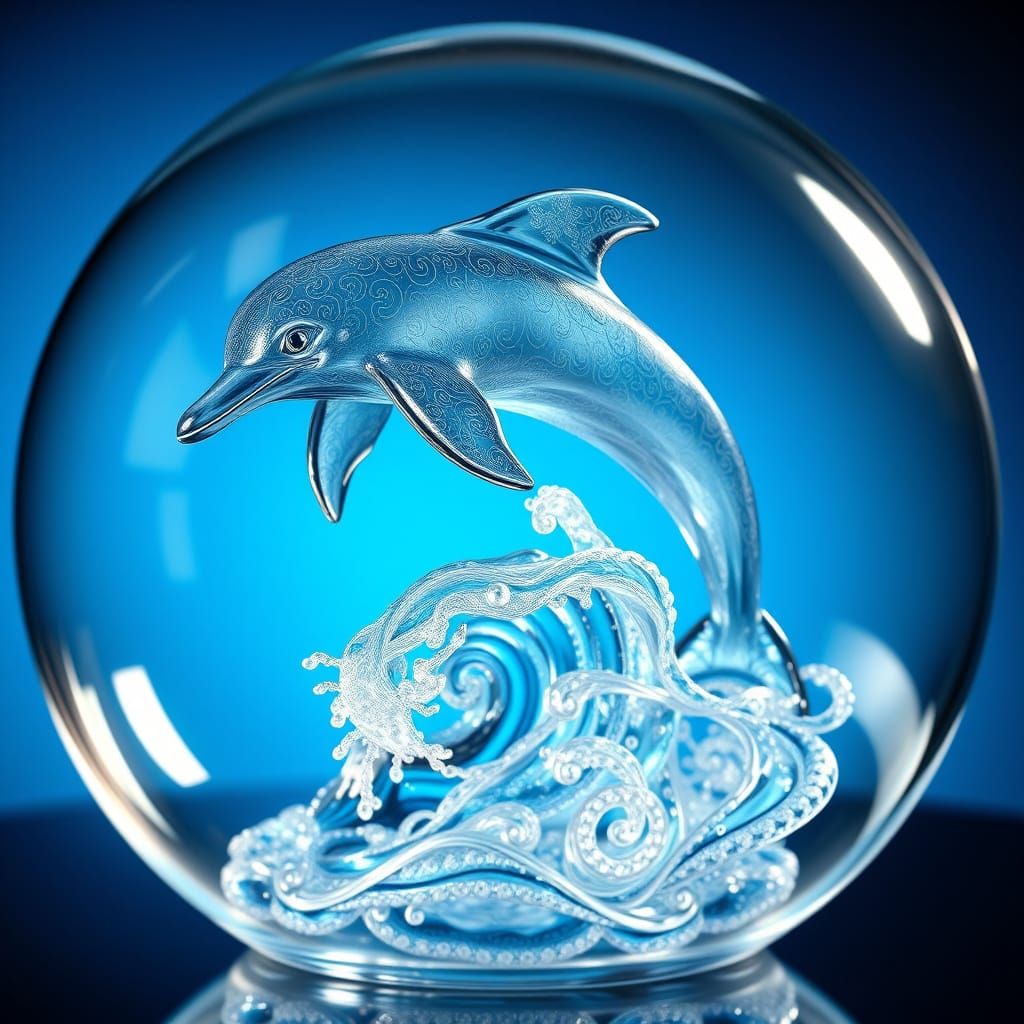 Ethereal Glass Dolphin in Weightless Elegance