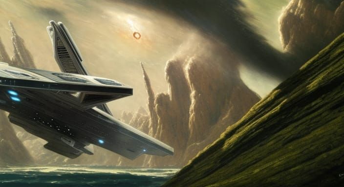 Star trek enterprise, a breath-taking artwork by Frederick Goddall Ralph Steadman, Andree Wallin, Thomas Kincade,...