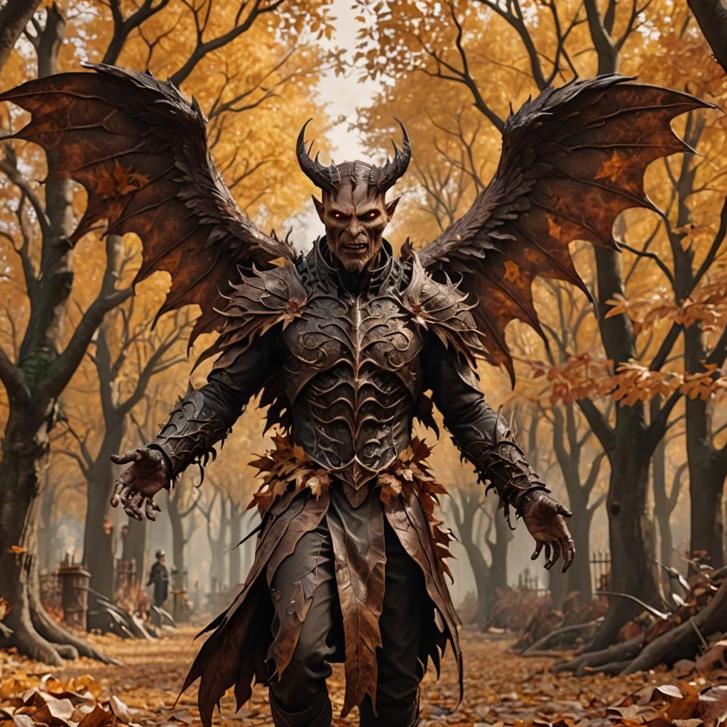 Gothic Demonic Angel with Autumn Vortex