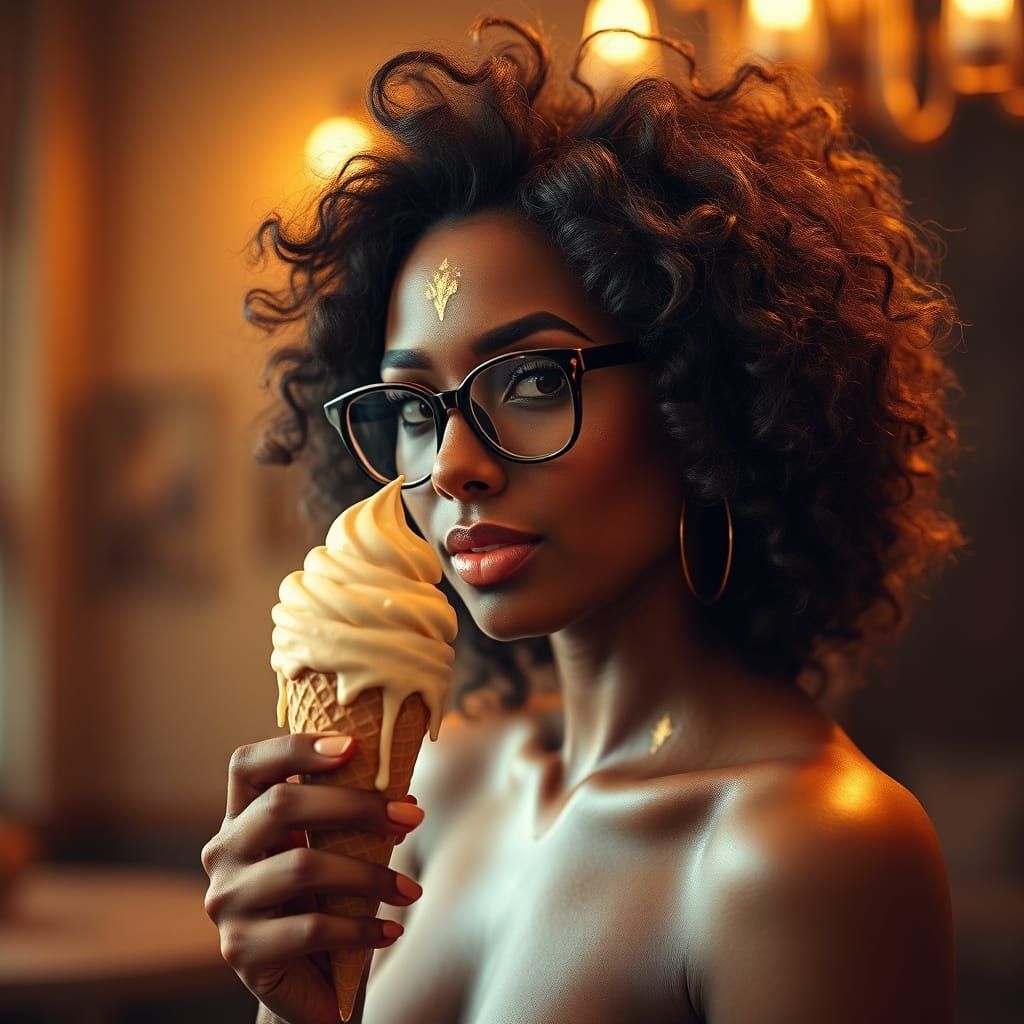 Indian Woman with Gold Body Paint, 3D Rendered