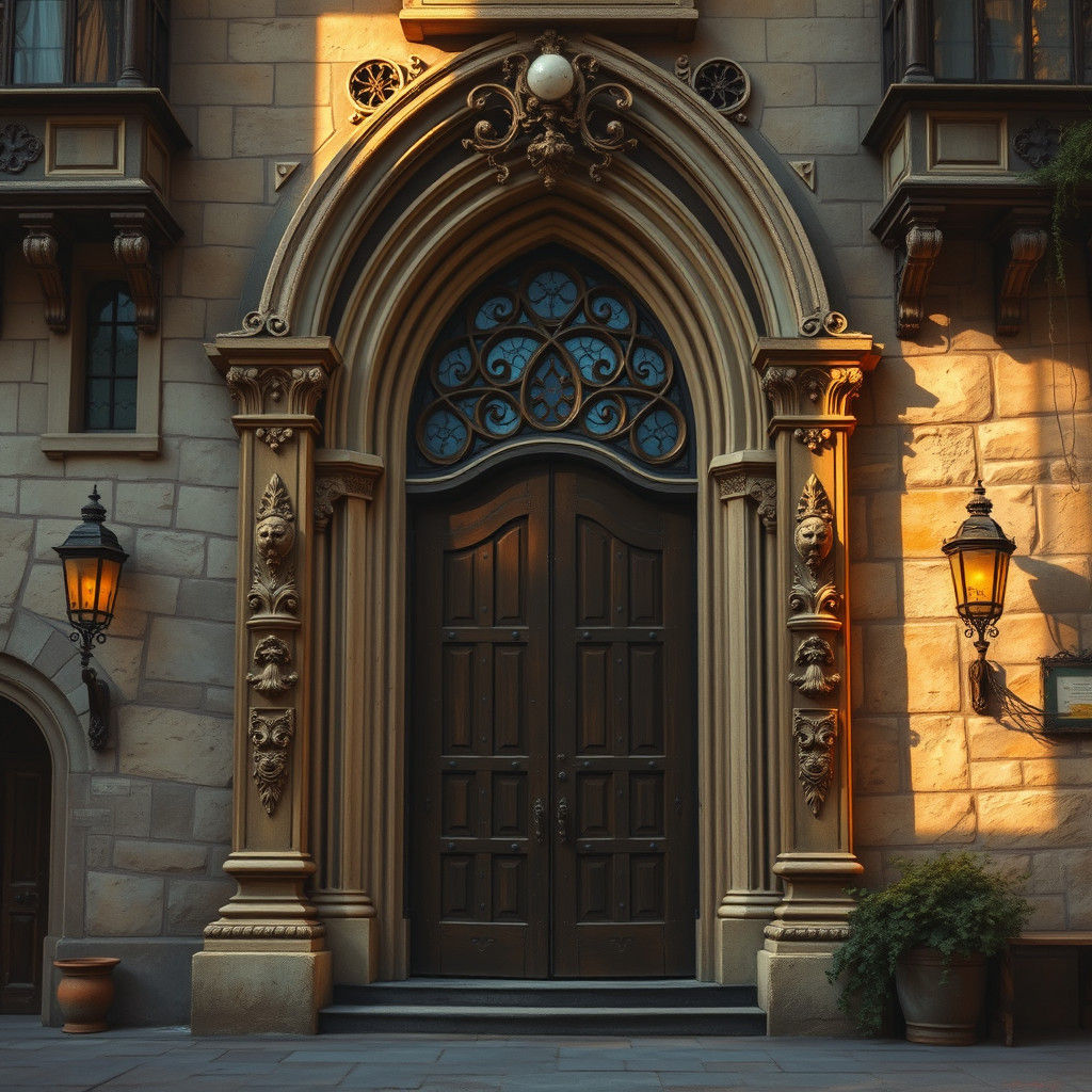 Mystical Doorway in European City, Old Masters Style