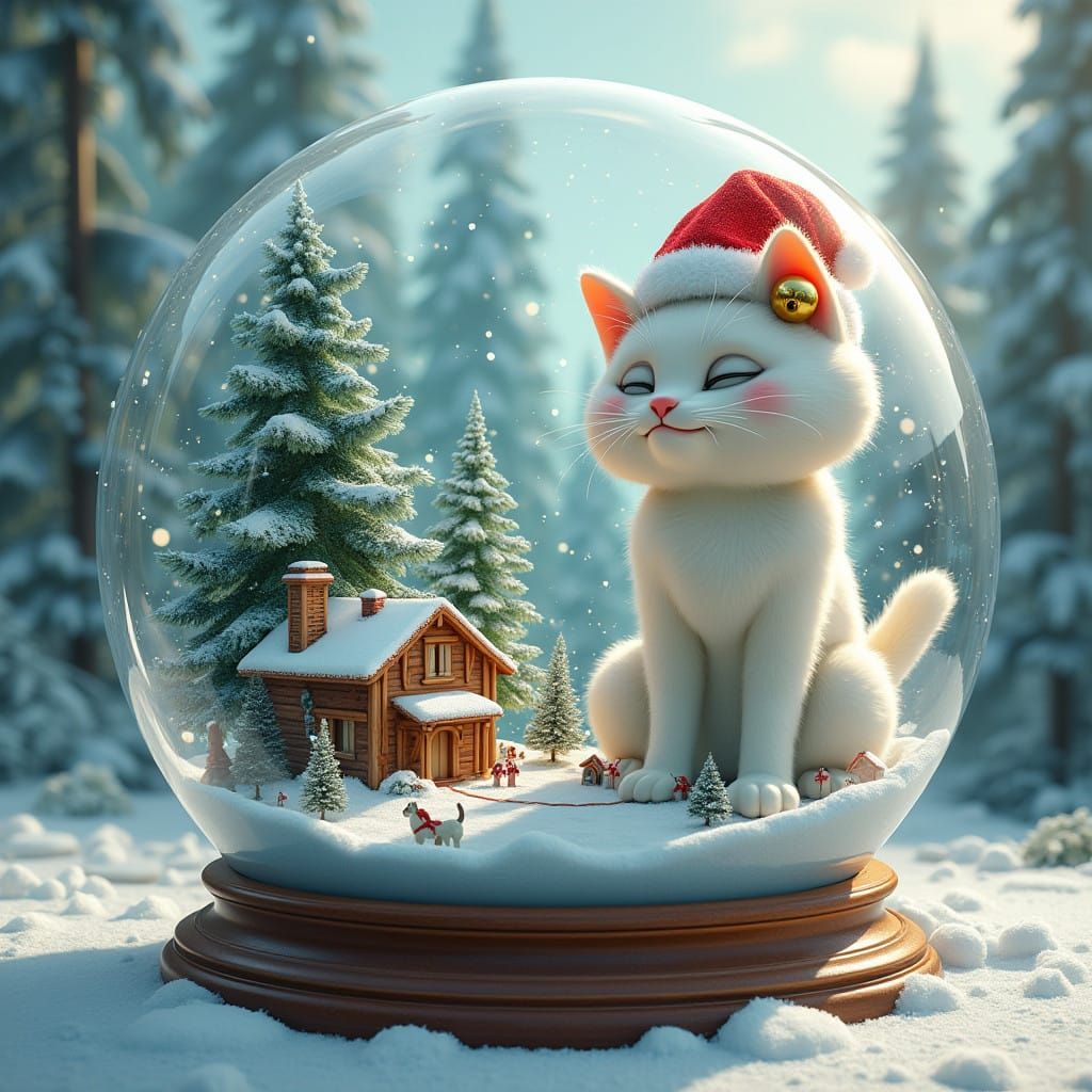 Majestic Snow Globe Scene with Larger-Than-Life Winter Wonde...